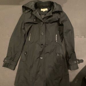 Michael Kors black raincoat trench coat with hood